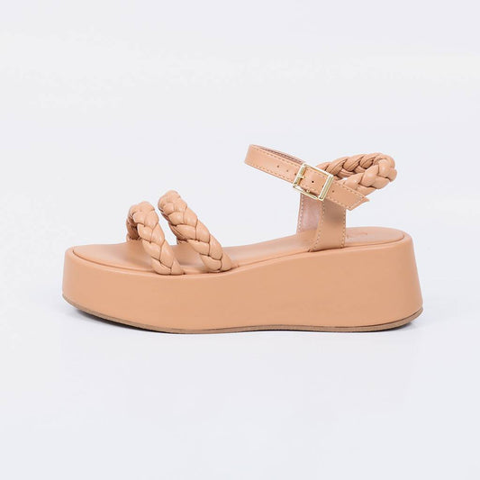 Noa - Sandália Plataforma Feminina Tiras Trançadas Palha