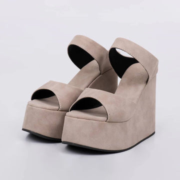 Canadá - Tamanco Feminino Anabela de Camurça Cinza