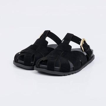 Lima - Clog Feminino Tiras Largas Fivela Lateral Preto