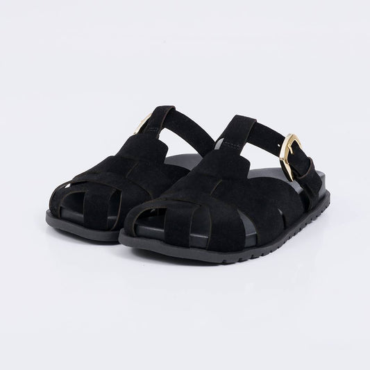 Lima - Clog Feminino Tiras Largas Fivela Lateral Preto