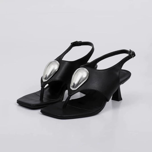 Recife - Tamanco Feminino Bico Quadrado Slingback Preto