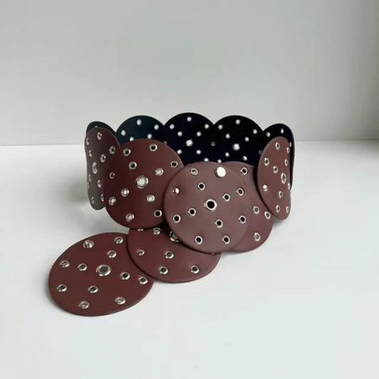 Marrocos - Cinto Feminino Boho Country Disco Grande Marrom