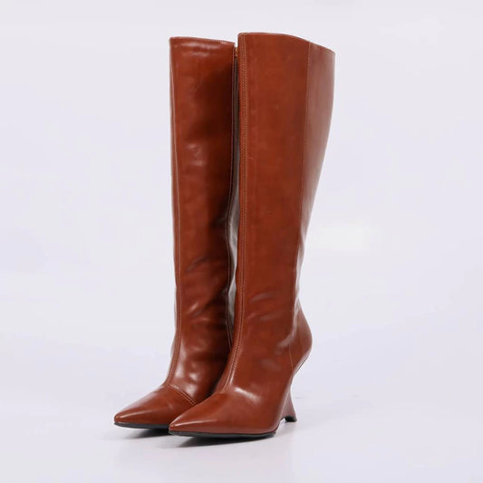 Kiara - Bota Feminina Over The Knee Salto Alto Sarja Caramelo