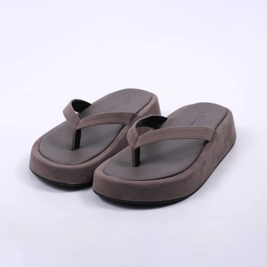 Búzios - Chinelo Feminino Flatform De Tiras Finas Camurça Cinza