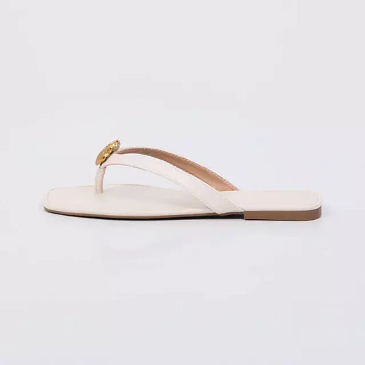 Babi - Rasteira Feminina Dedo Aplicação Concha Off-white