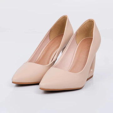 Dara - Scarpin Feminino Salto Geométrico Bico Bege