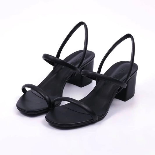 Bless - Sandália Feminina Tira Fina Salto Grosso Preto