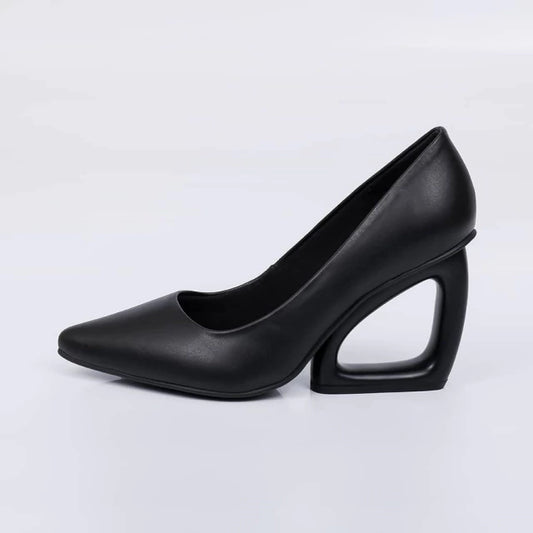 Dara - Scarpin Feminino Salto Geométrico Bico Preto