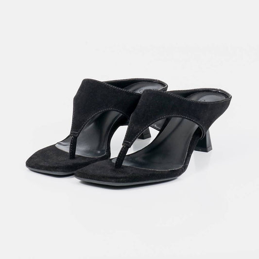 Capri - Tamanco Feminino Bico Quadrado Salto Geométrico Preto
