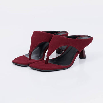 Capri - Tamanco Feminino Bico Quadrado Salto Geométrico Vermelho