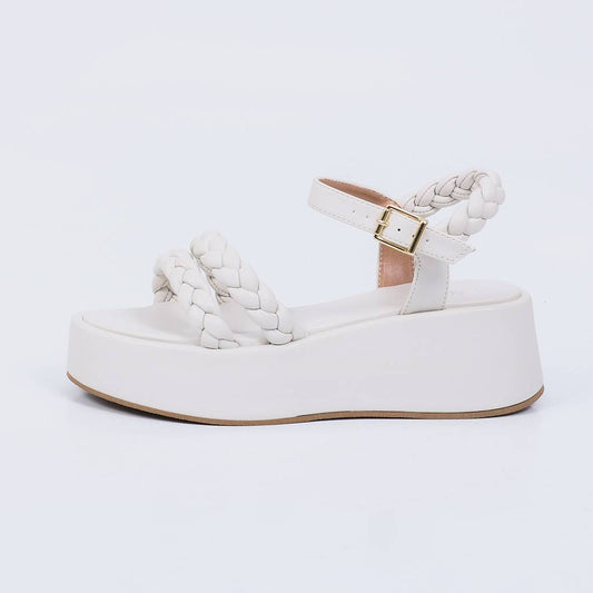 Noa - Sandália Plataforma Feminina Tiras Trançadas Off-white