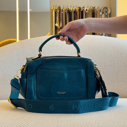 Turquesa - Bolsa Feminina Estruturada Alça Larga Azul
