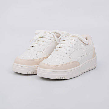 Aspen - Tênis Feminino Bico Redondo Branco/Bege