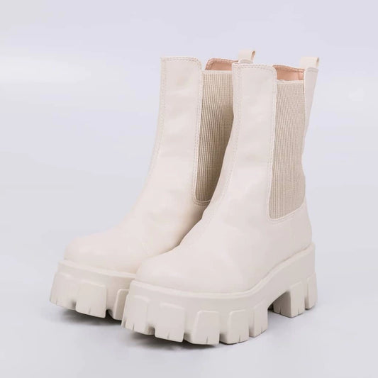 Coturno Feminino Chelsea Glam Off-White Santorine