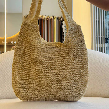 Brisa - Bolsa Feminina de Palha Alça Única Estilo Hobo Palha