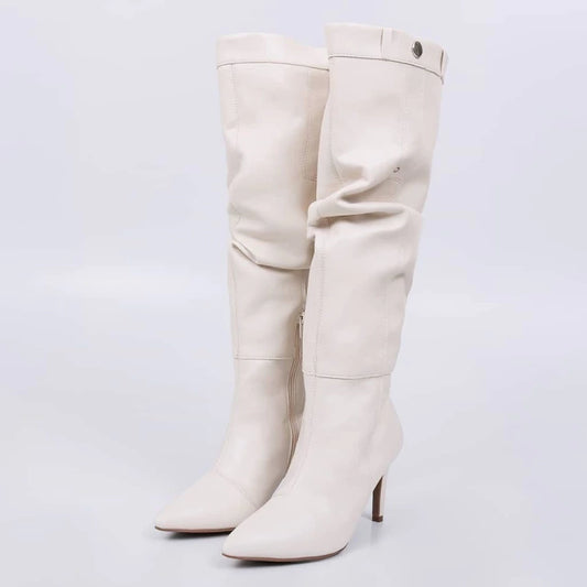 Madonna - Bota Feminina Aplicação Bico Fino Off-White
