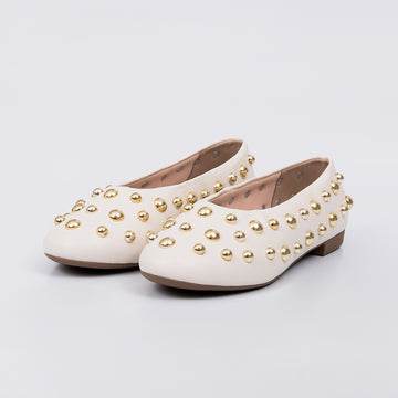 Flow - Sapatilha Feminino com Tachas Douradas Off-white