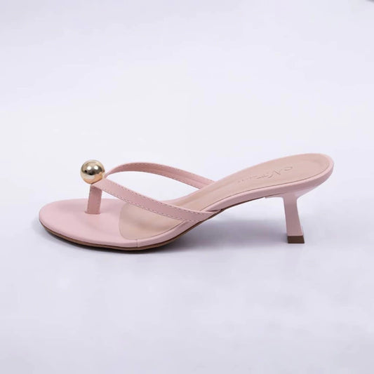 Mel - Tamanco Feminino Bico Redondo Aplicação Rosa