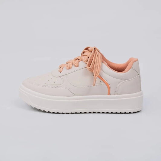 Sunset - Tênis Feminino Casual Cadarço Plataforma Off-White/Nectar