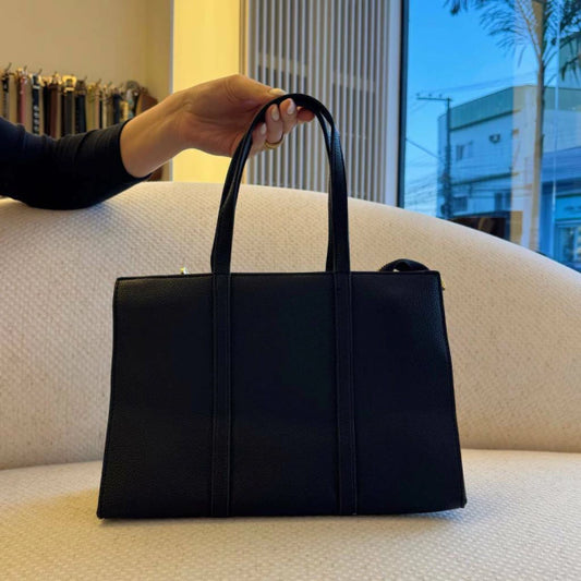 Dallas - Bolsa Feminina Tote com Alça Tiracolo Preta