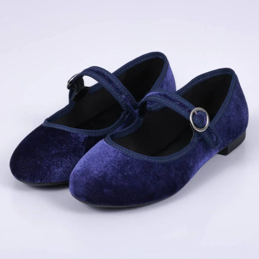 Adele - Sapatilha Feminina Bico Redondo Veludo Azul