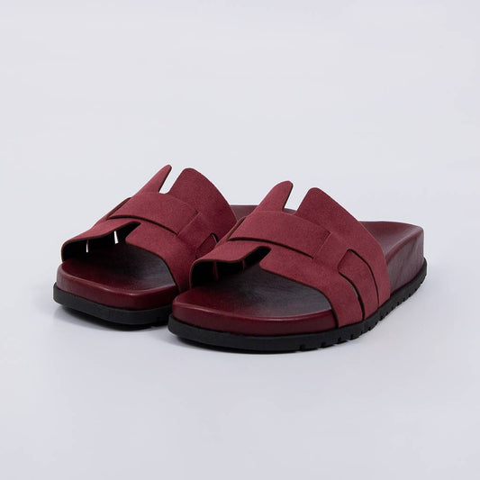 Núbia - Papete Feminina Anatômica Recorte Camurça Vermelho