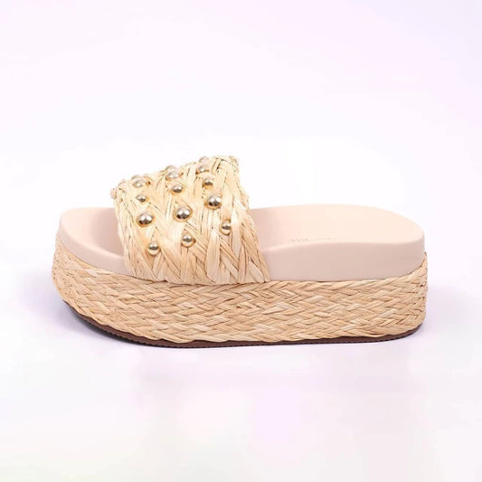 Mônaco - Chinelo Feminino Flatform Com Aplicação Palha