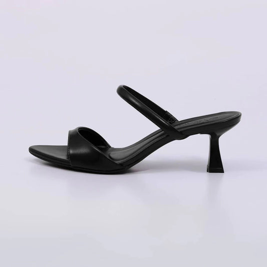 Jasmin - Tamanco Feminino Salto Alto Tiras Preto