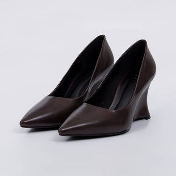 Verona - Scarpin Feminino Salto Anabela Bico Fino Marrom