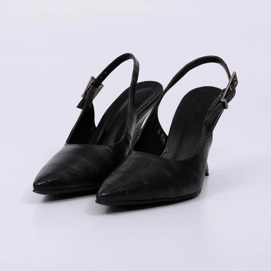 Ivy - Scarpin Feminino Slingback Salto Médio Bico Fino Preto