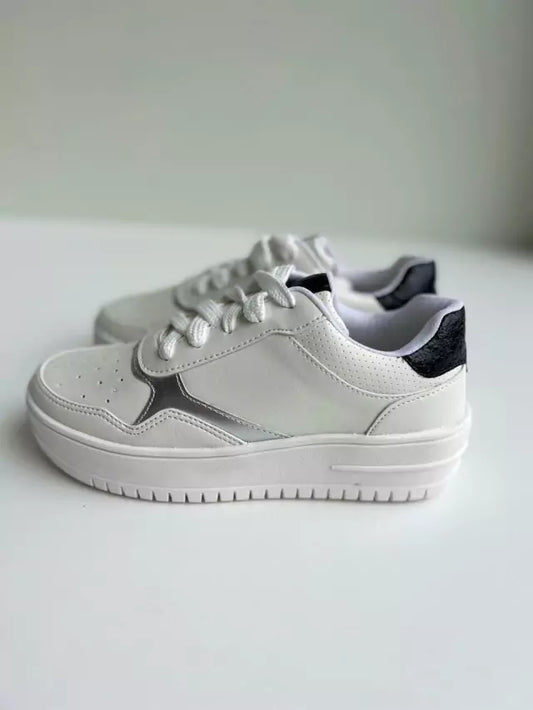 Belmont - Tênis Feminino Casual Cadarço Plataforma Branco/Preto