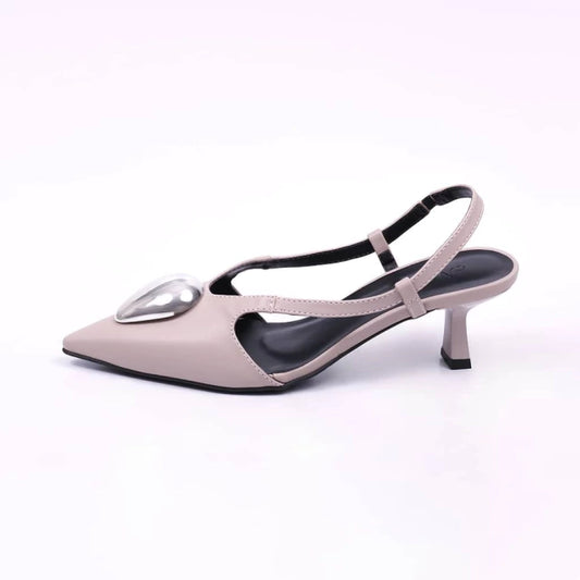 Catar - Scarpin Feminino Bico Fino Slingback Aplicação Cinza