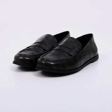 Mel - Mocassim Feminino Salto Baixo Croco Preto
