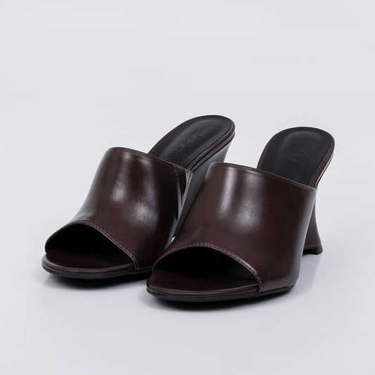 Osaka - Tamanco Feminino Anabela Bico Aberto Liso Marrom