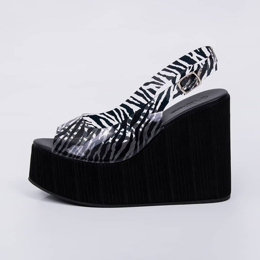 Ipanema - Tamanco Feminino Anabela Fivela Vinil Zebra