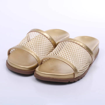 Rio - Papete Feminina Anatômica Tela Bico Redondo Dourada