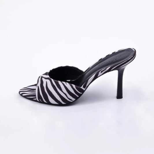 Roma – Tamanco Feminino Salto Alto Tira Única Zebra