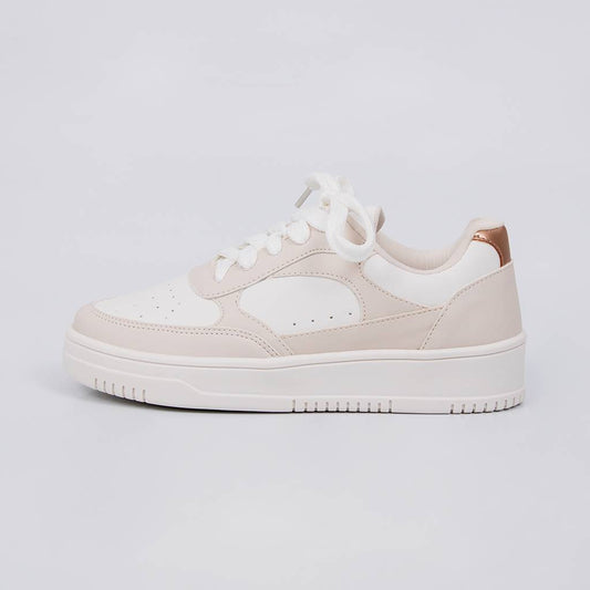 Aspen - Tênis Feminino Bico Redondo Branco/Bege