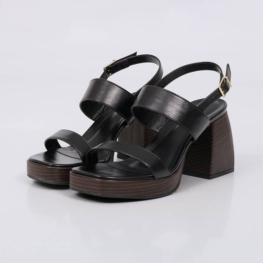 Turquia - Sandália Feminina Plataforma Salto Bloco Amadeirado Preto