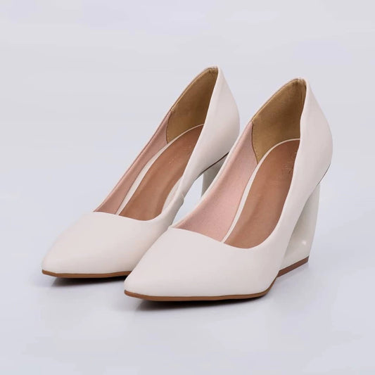 Dara - Scarpin Feminino Salto Geométrico Bico Off-white
