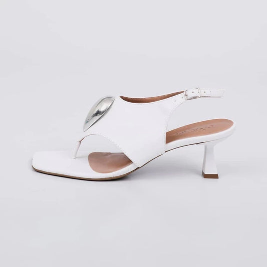 Recife - Tamanco Feminino Bico Quadrado Slingback Branco