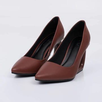 Dara - Scarpin Feminino Salto Geométrico Bico Marrom
