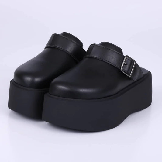 Agnes - Clog Feminino Plataforma Fivela Preto