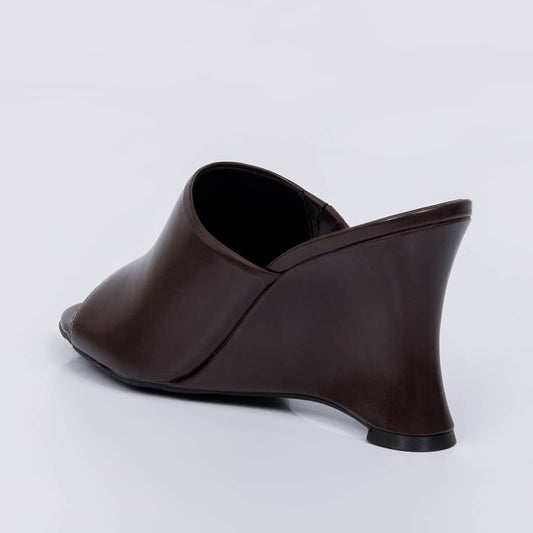 Osaka - Tamanco Feminino Anabela Bico Aberto Liso Marrom