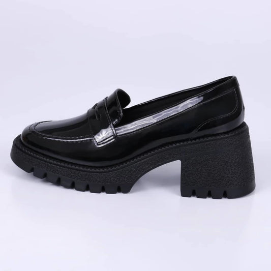 Bonnie - Oxford Feminino Verniz Tratorado Salto Médio Preto