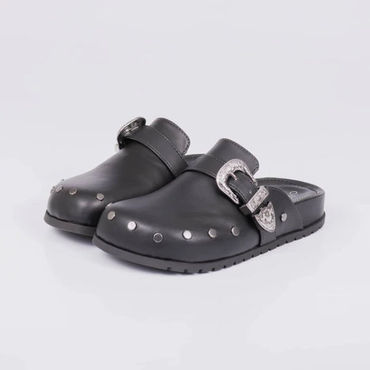 Ivy - Clog Feminino Anatômico Fivela Preto