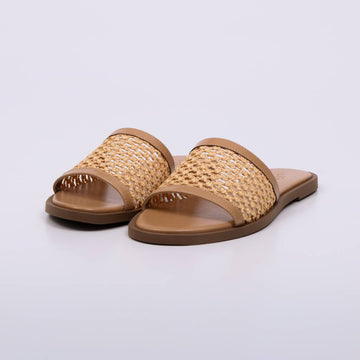 Malu - Rasteira Feminina Trama Natural Tira Larga Palha