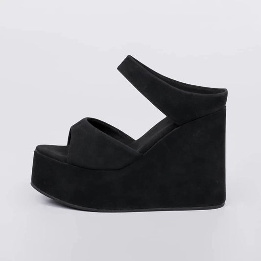 Canadá - Tamanco Feminino Anabela de Camurça Preto