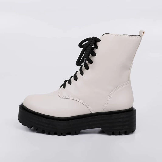 Box - Coturno Feminino Tratorado com Cadarço Cinza