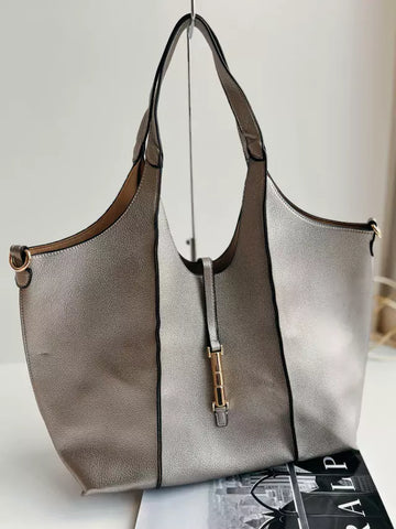 Suzi - Tote Bag Material Sintético Aplicação Prata Velho